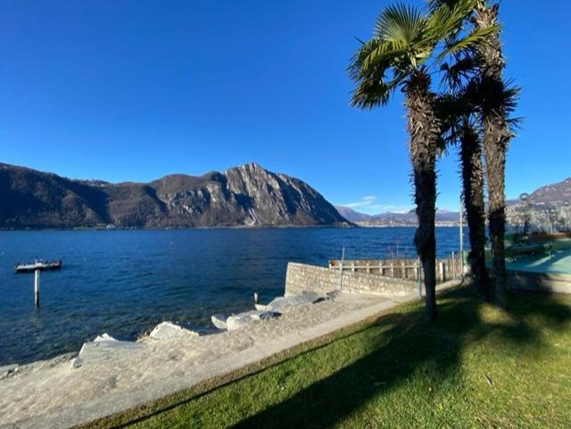 Luganersee, Pool, Strand, Parkplatz, Suite Біссоне Екстер'єр фото